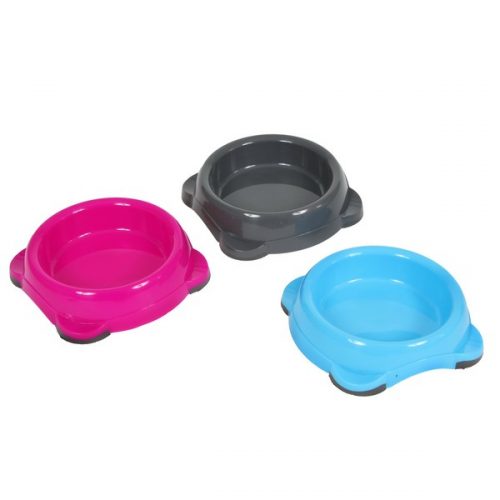 Animal Instincts Plastic Cat Bowl Grey Pink Blue 200ml